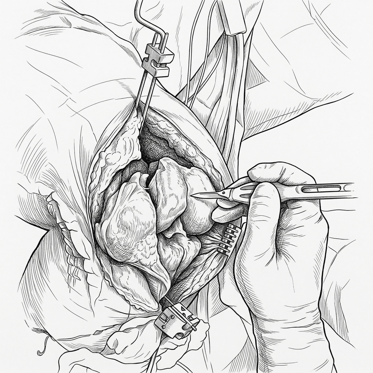 Knee surgery in Pen & Ink style